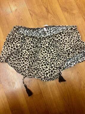 Victoria's Secret Leopard Print Flowy Ruffle Shorts with Tassels